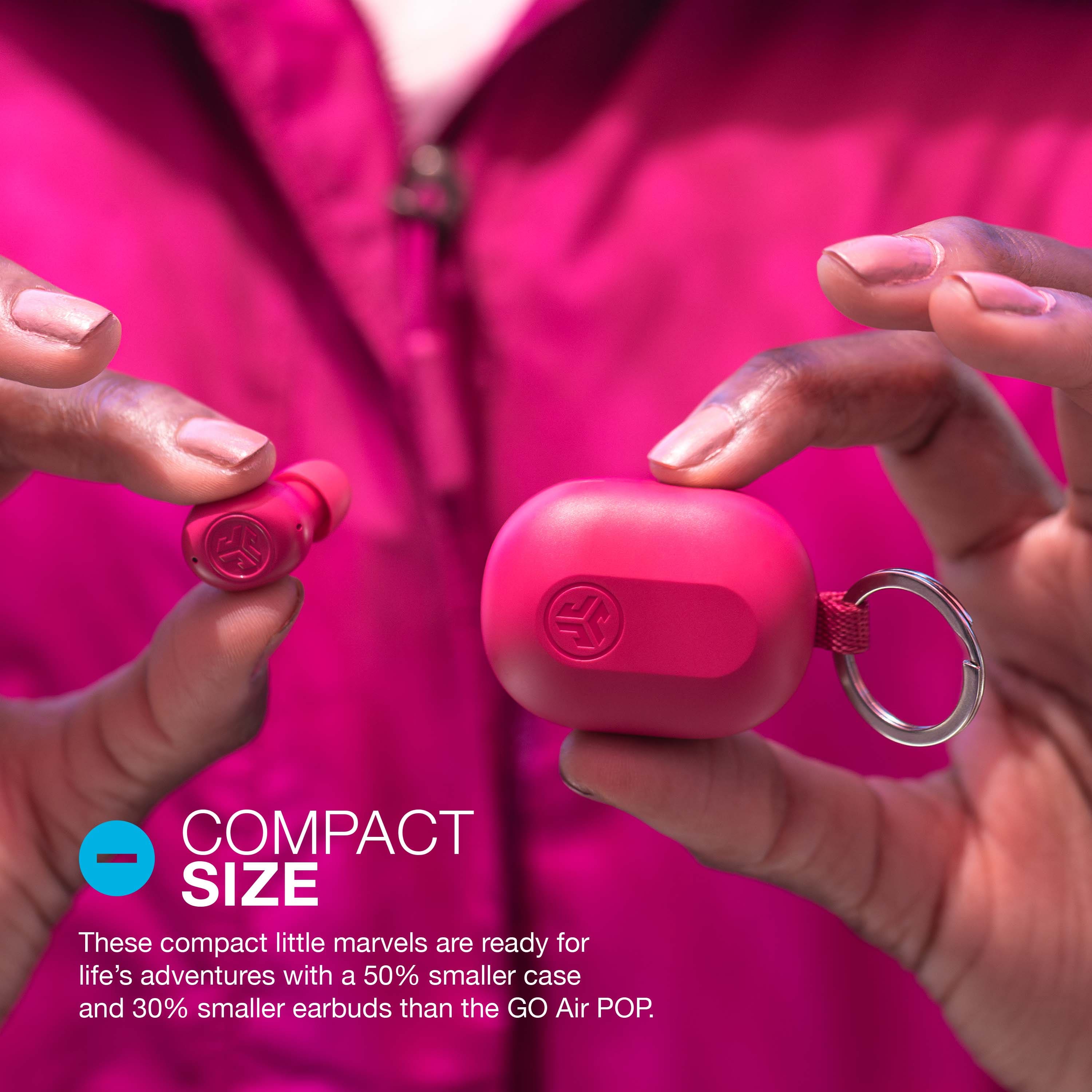 These compact little marvels are ready for life's adventures with a 50% smaller case and 30% smaller earbuds than the GO Air POP.