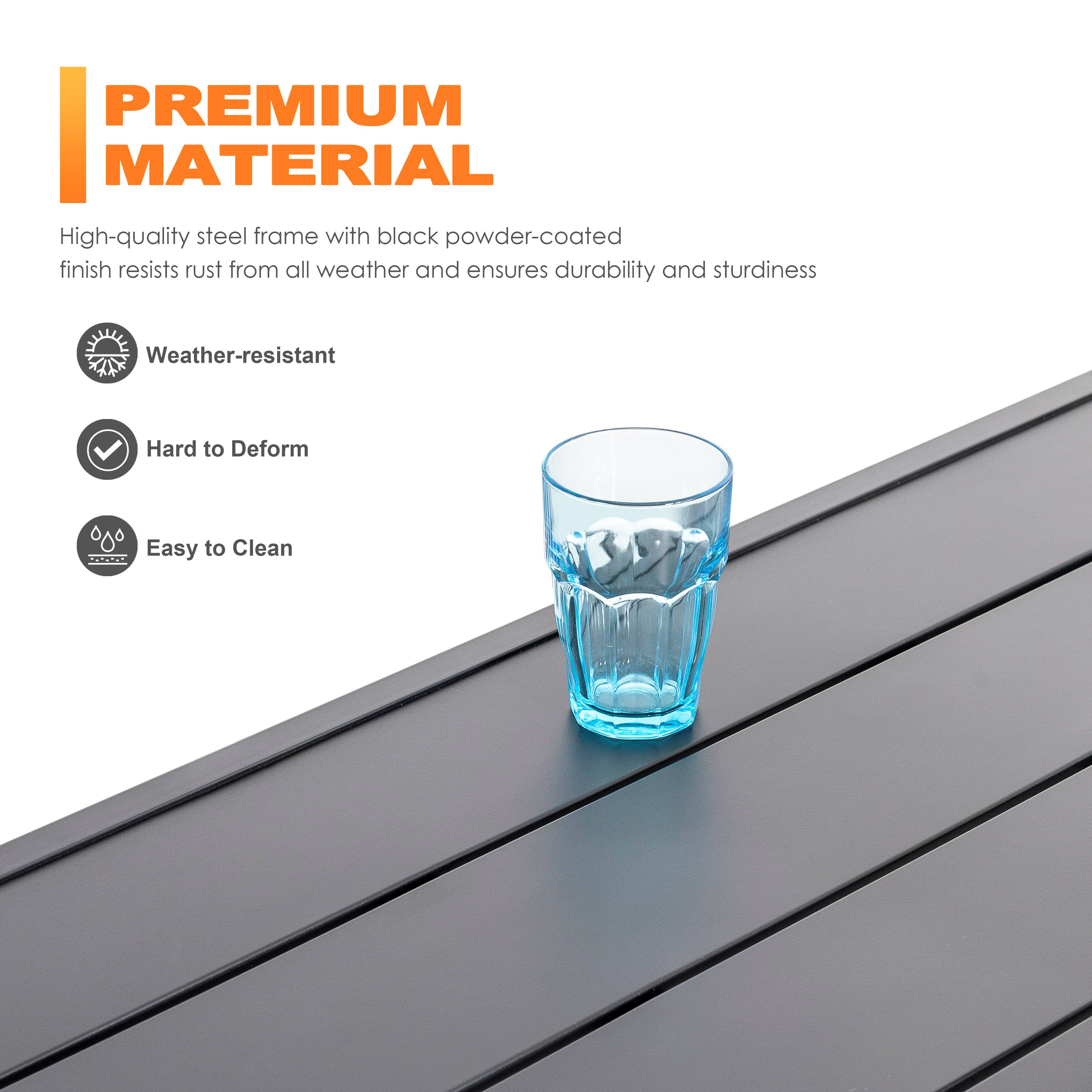 **PREMIUM MATERIAL**

High-quality steel frame with black powder-coated finish resists rust from all weather and ensures durability and sturdiness

- Weather-resistant
- Hard to Deform
- Easy to Clean