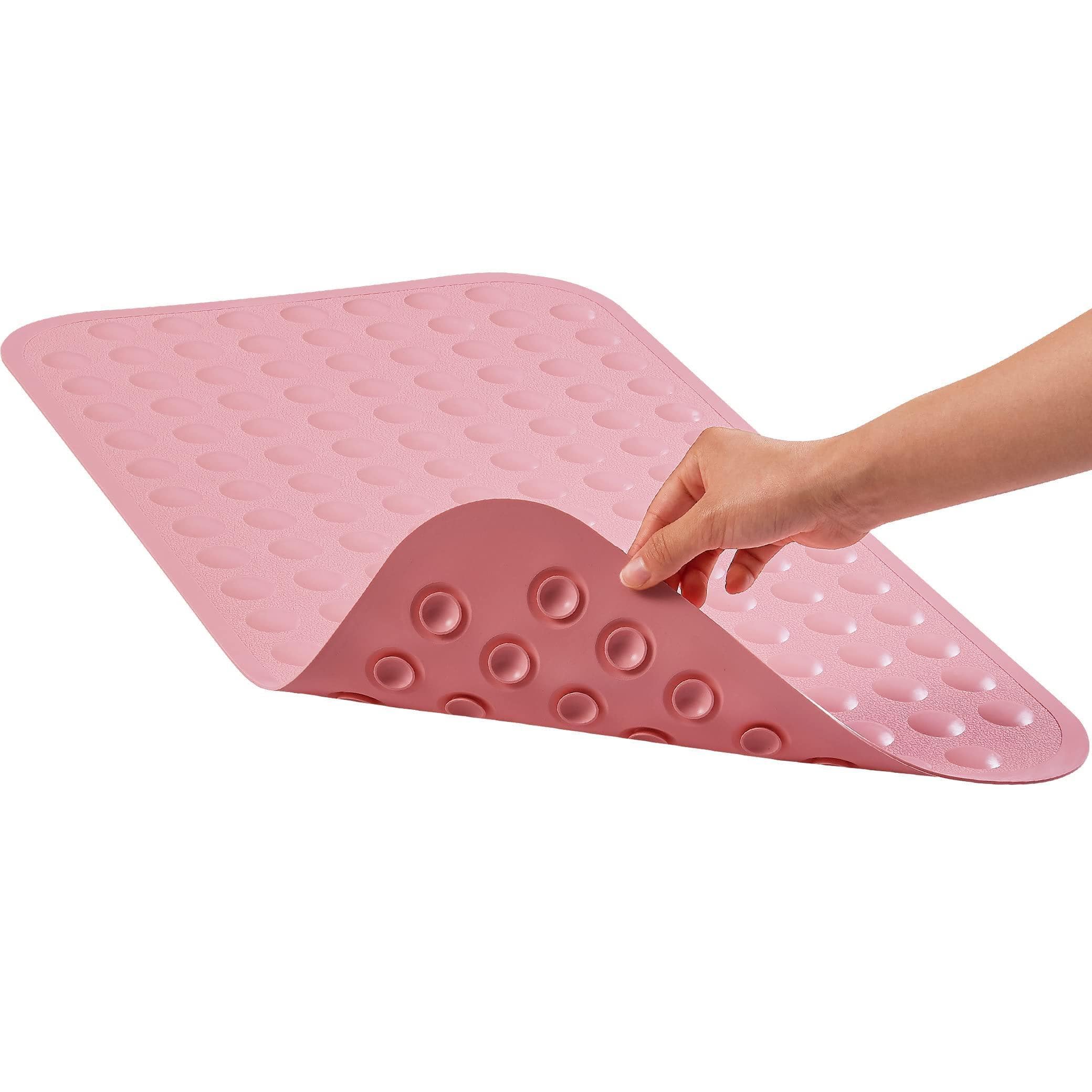 Paradigms Interiors - Bathtub Mat Non Slip Bath For Tub Silicone Soft Shower Mats Suction Cups Anti Matt Family Use Machine Washable - 27x15.27"pink-27" x 15.3" (Rectangular)
