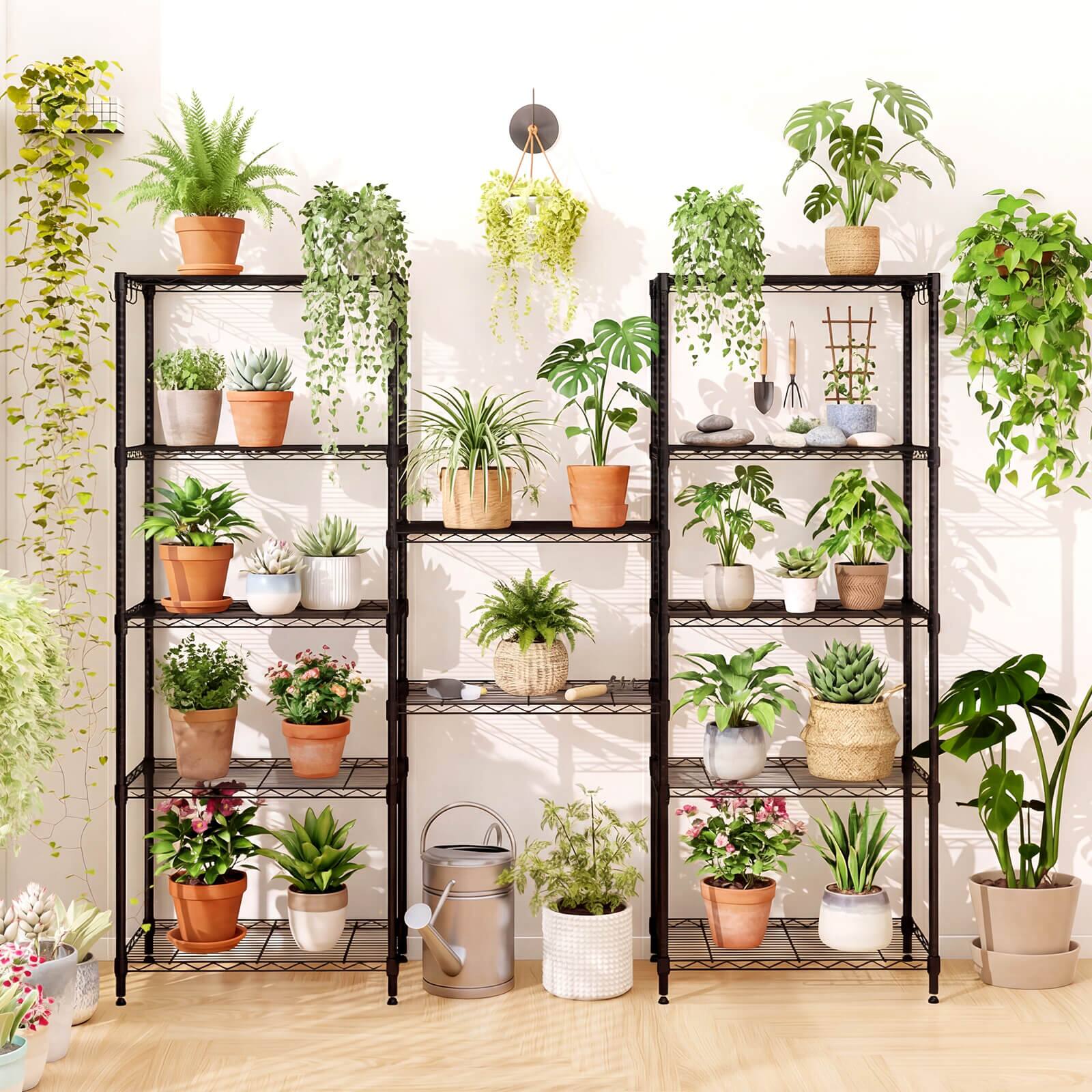 Alt View 4. Costway - Costway 6-Tier Metal Storage Shelving Unit 900 LBS Storage Organizer with V-Shaped Rack - Black.