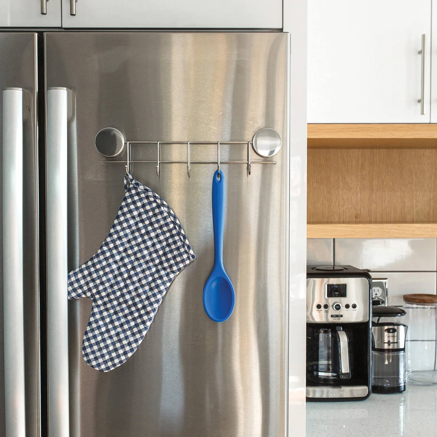 Left. Better Houseware - Better Houseware 2408 Stainless Steel Magnetic 5-hook Utensil Rack - silver.