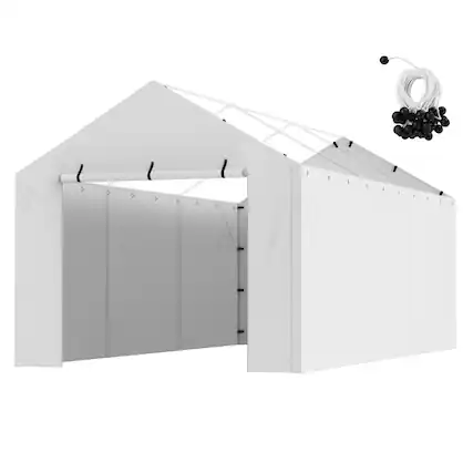 Front. VEVOR - Carport Replacement Canopy Cover Side Wall 10 x 20 ft, Garage Tent Shelter Tarp Heavy-Duty Waterproof & UV Protected - White.