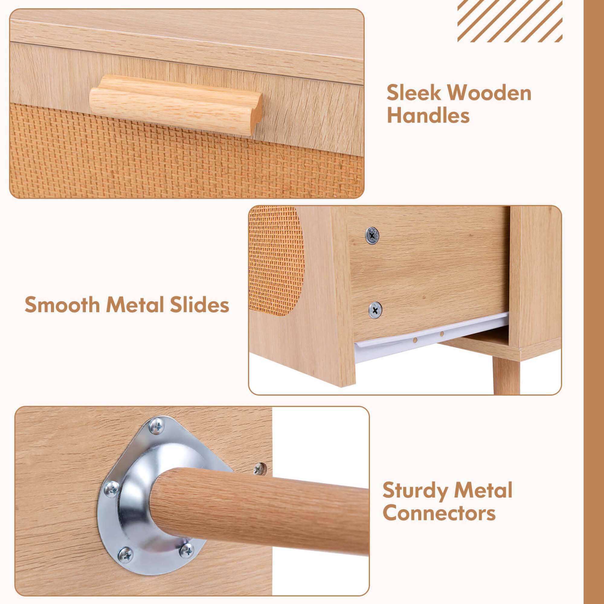 Sleek Wooden Handles

Smooth Metal Slides

Sturdy Metal Connectors