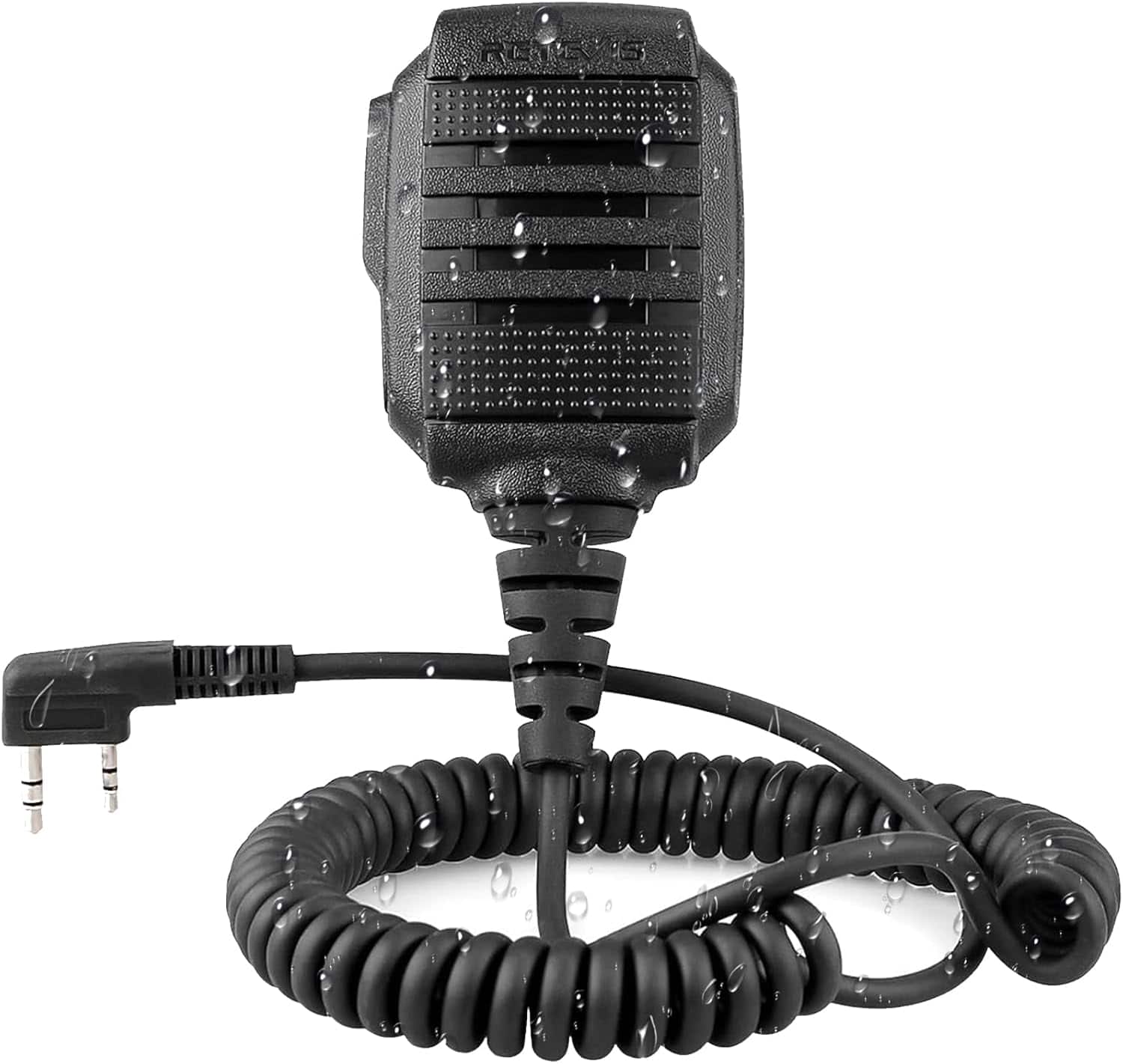 Retevis - IP54 Waterproof Walkie Talkie Speaker Mic,2 Pin,1 Pack | for RT22/RT68/RT27/H777/RB26,Compatible with BAOFENG,Sa - Black