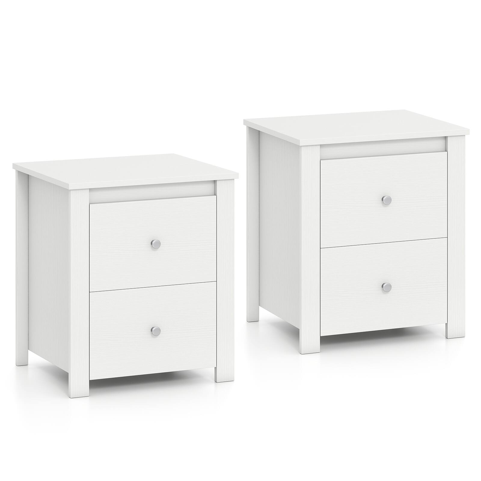 Alt View 9. Gymax - Gymax 2PCS Modern Nightstand w/ Storage 2 Drawers and Support Legs for Bedroom White - White.