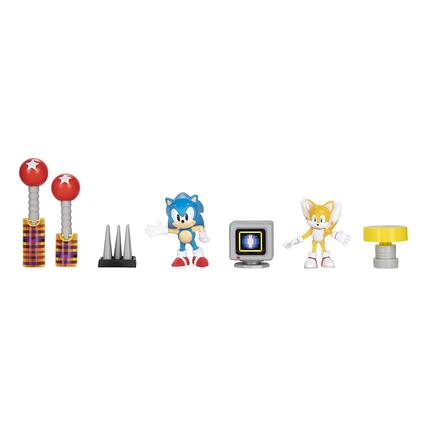 Front. Jakks Pacific - Sonic The Hedgehog 2.5 Inch Action Figure Diorama Set - Blue.