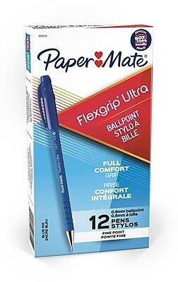 Paper Mate - FlexGrip Ultra Ballpoint Pen, Fine Point, Ink, Dozen - Blue