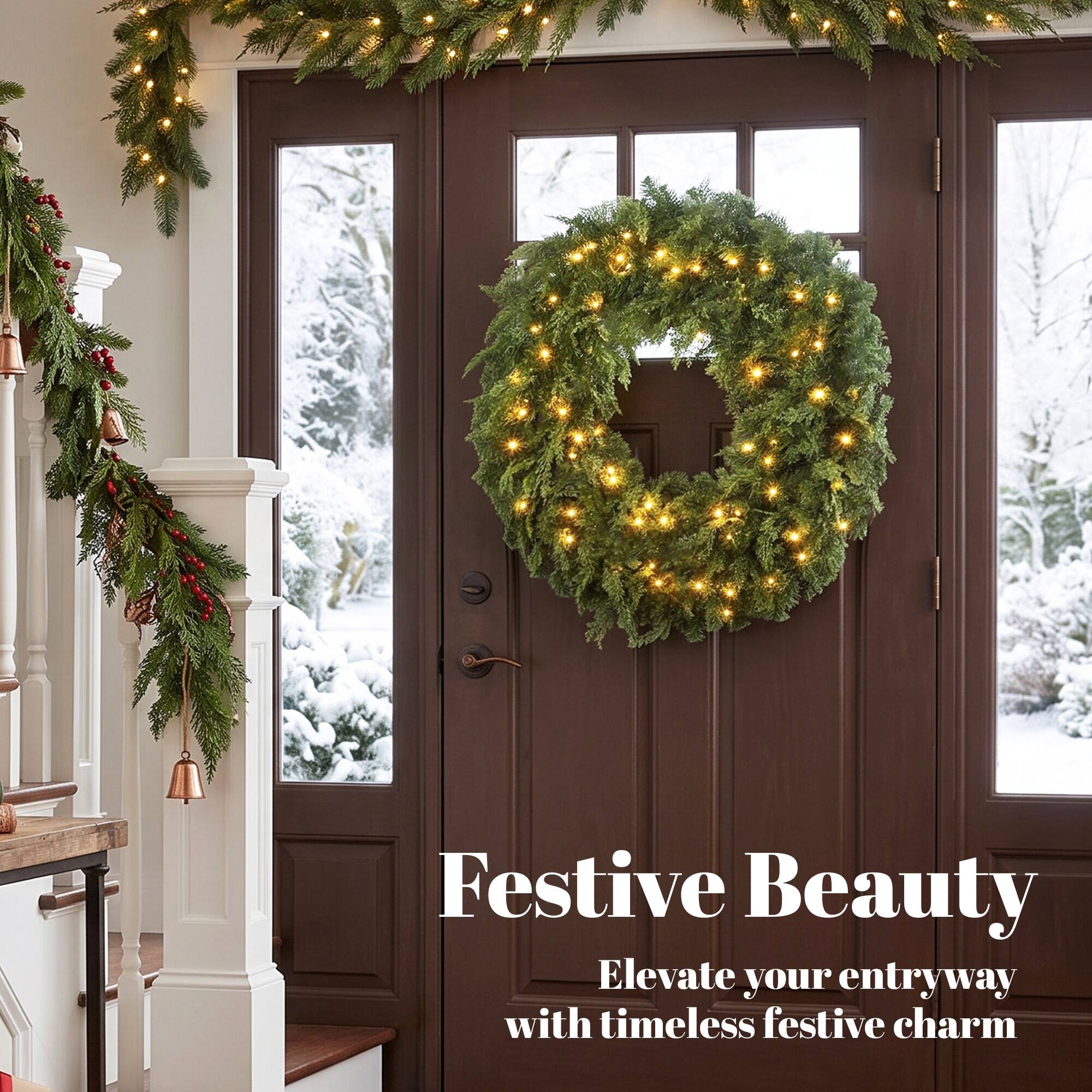 Festive Beauty  
Elevate your entryway with timeless festive charm