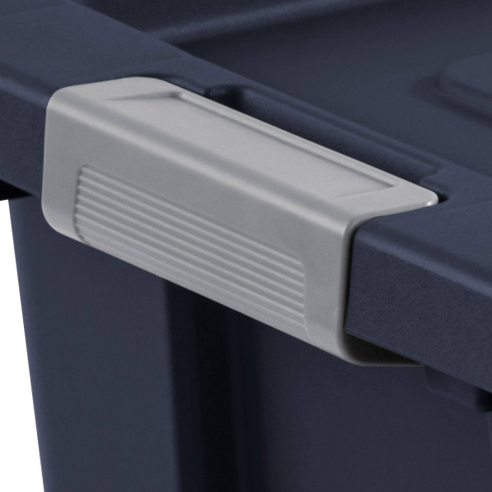 Alt View 7. Sterilite - Sterilite Tuff1 30 Gallon Plastic Storage Tote Bin w/Latching Lid, Blue (4 Pack) - Dark indigo.