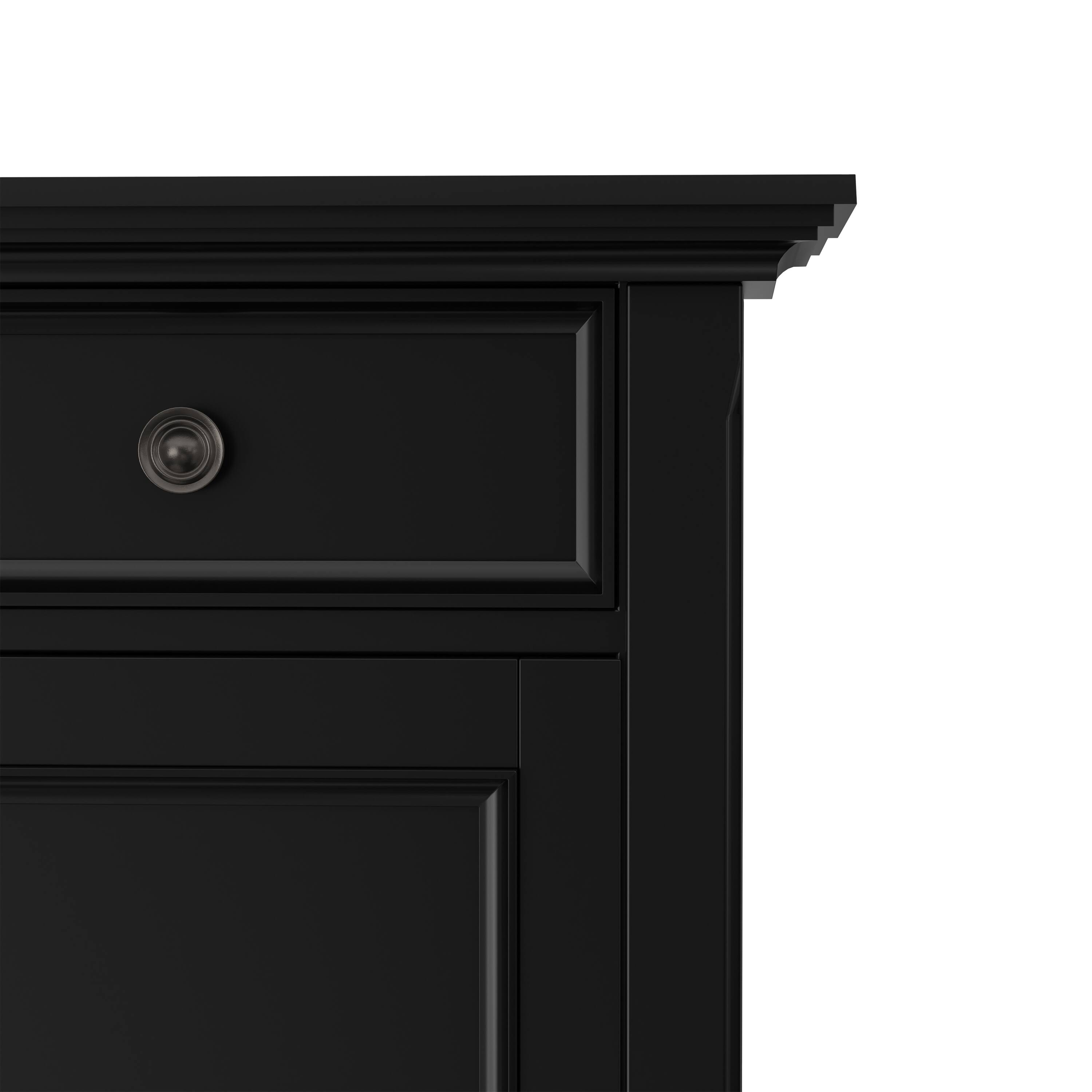 Alt View 7. Simpli Home - Simpli Home Amherst 36 inch Wide Solid Wood Transitional Storage Cabinet - Black.