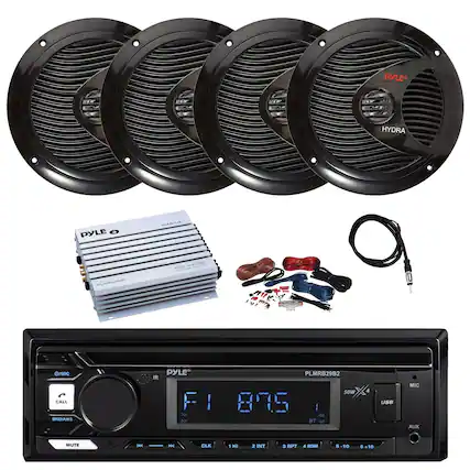PYLE HYDRA PYLE O MARINE
WS PLURAAER /SAC CALL BNDAMS IR PYLE FI
PLMRB29B2
875
BT C 4 USB MIC AUX MUTE H M CLK 1 HI 2 INT a RPT 4 RDM S 3-10 +10