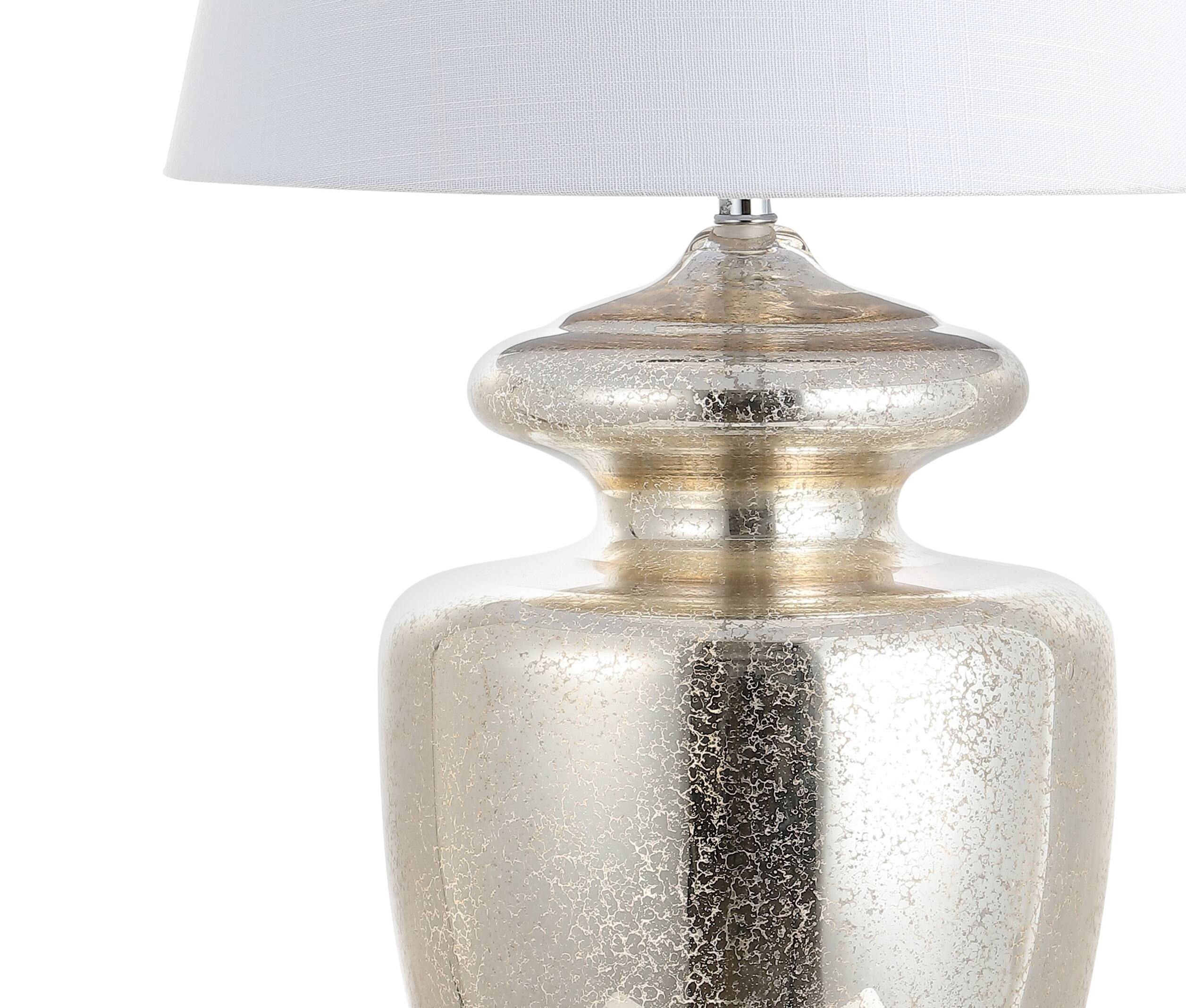 Alt View 6. Jonathan Y - Hughes 31" Glass LED Table Lamp, Mercury Glass - Mercury Silver/Ivory.
