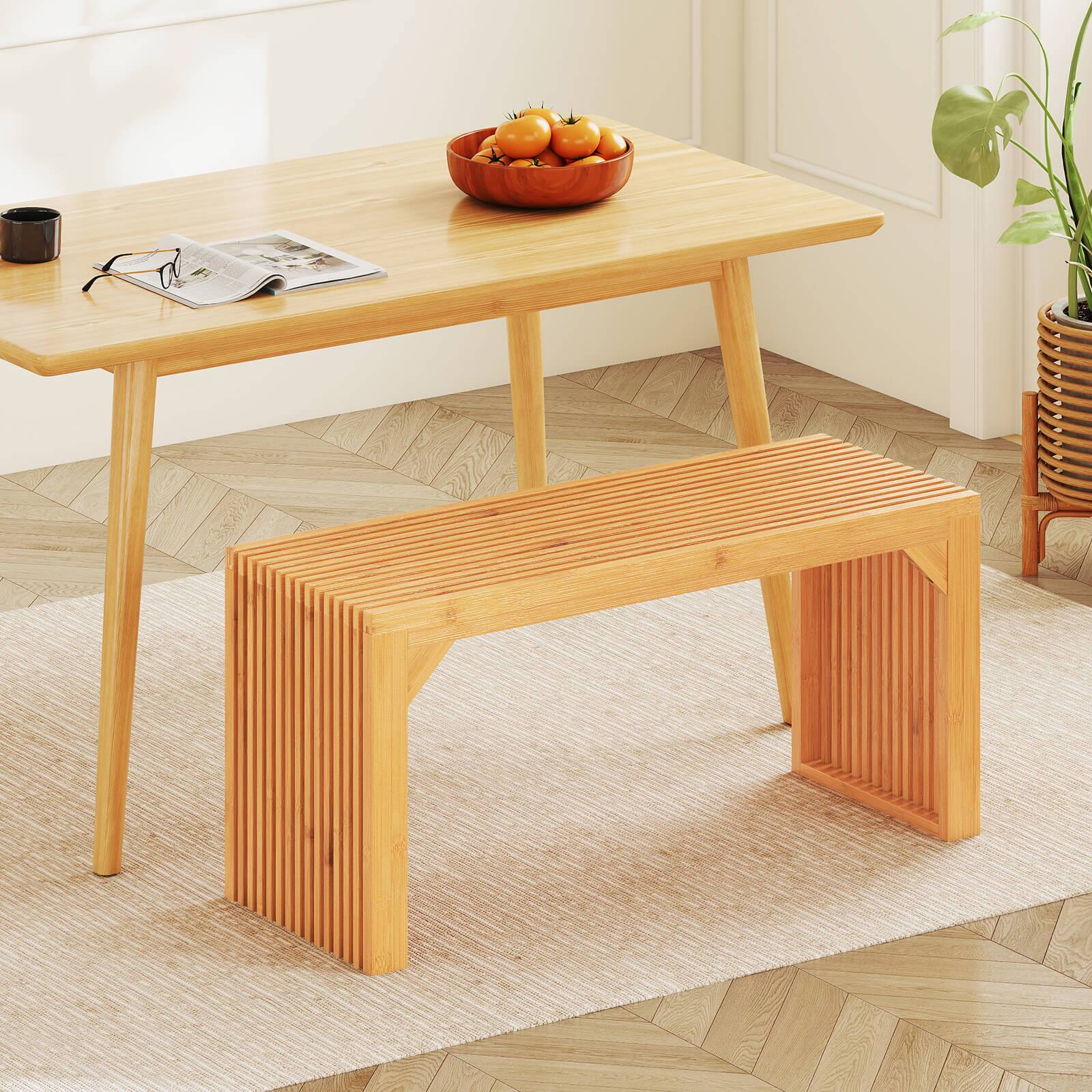 Alt View 1. Costway - Costway 1 PCS Bamboo Dining Bench 36" Long Entryway Bench Indoor Outdoor Solid Wood Bench - Natural.