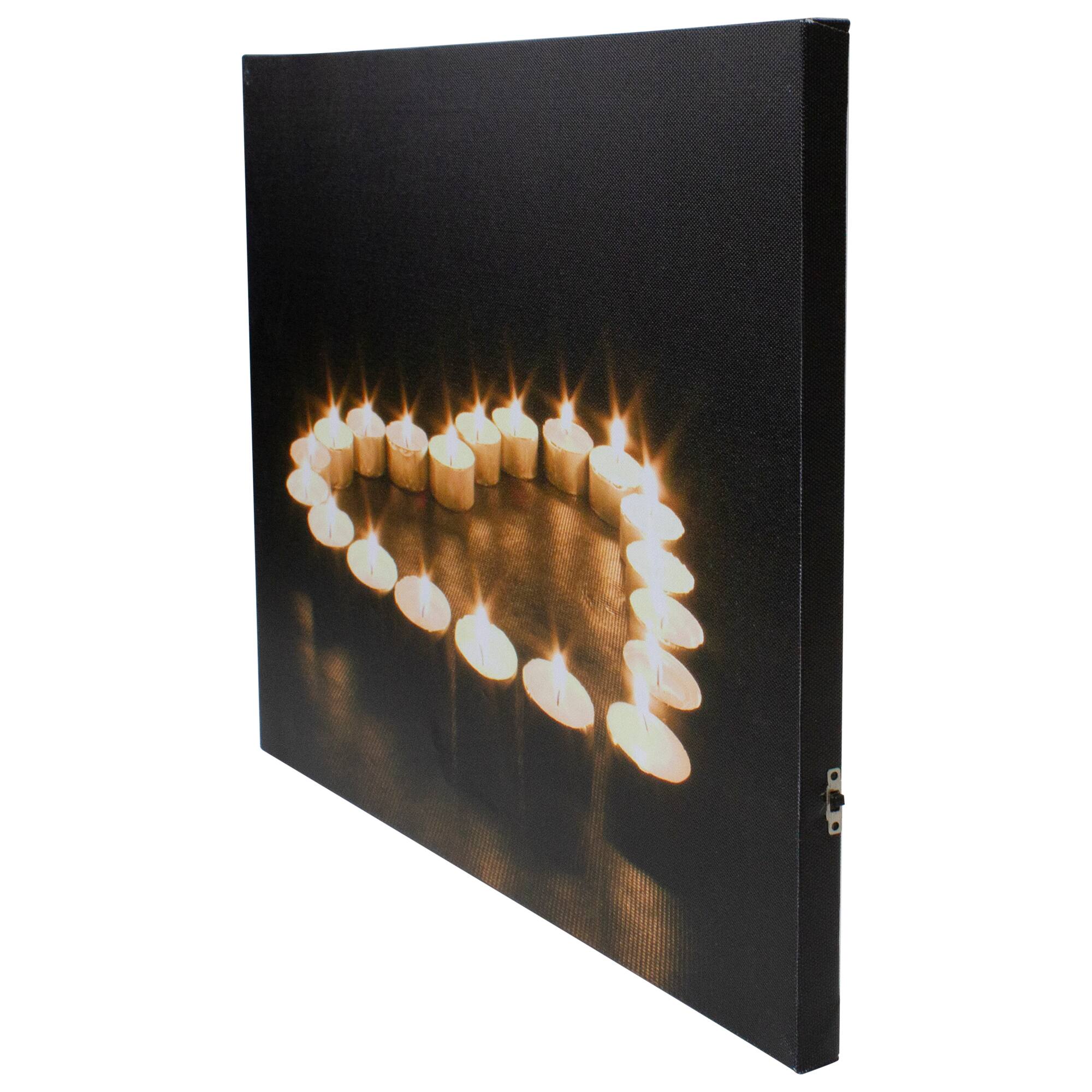 Alt View 3. Northlight - LED Lighted Flickering Heart-Shaped Candles Canvas Wall Art 15.75" - Black.