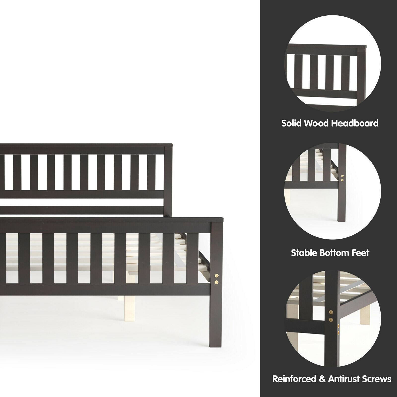 Solid Wood Headboard, Stable Bottom Feet, Reinforced & Antirust Screws