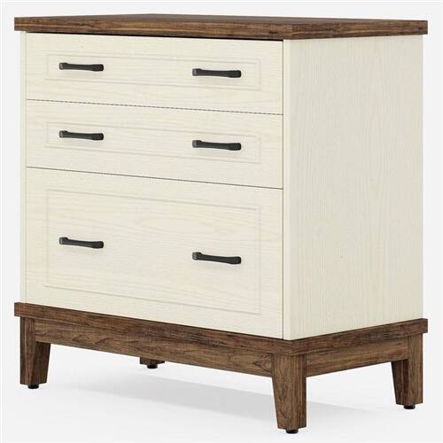 Front. SlickBlue - Vintage White and Rustic Brown 3-Drawer Filing Cabinet Printer Stand - White, Rustic Brown.