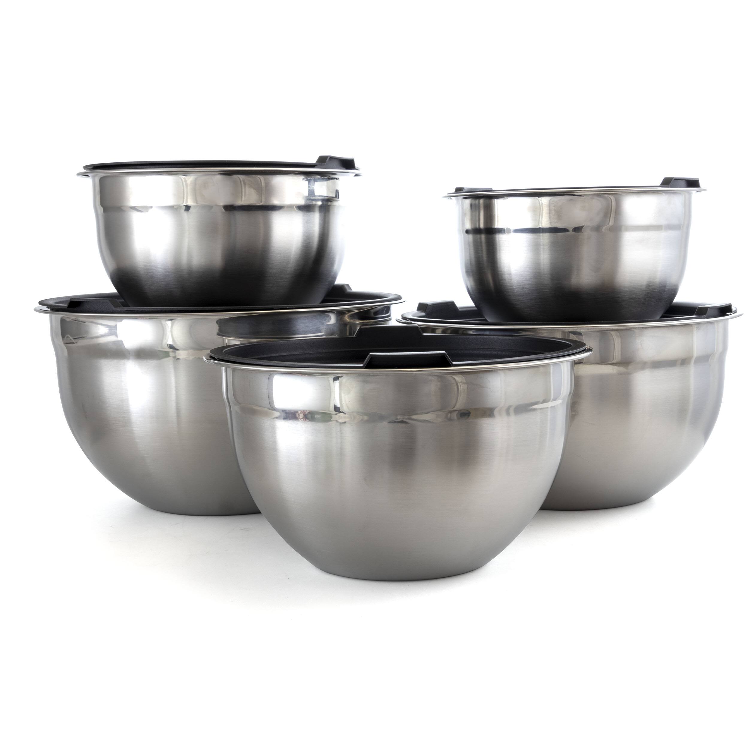 Alt View 2. MegaChef - MegaChef 5 Piece Multipurpose Stackable Mixing Bowl Set with Lids - Silver.