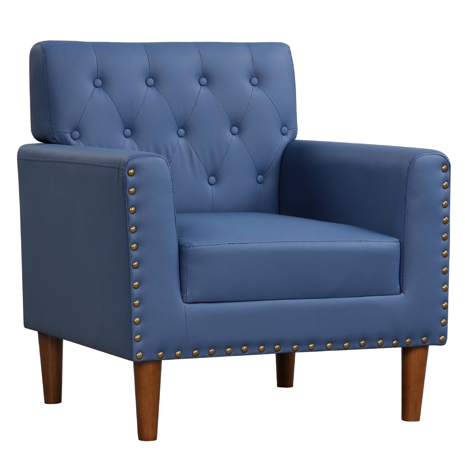 Alt View 7. Gymax - Gymax Mid Century Modern Accent Chair w/Button Tufted Decoration Rivets Home Office Blue - Blue.
