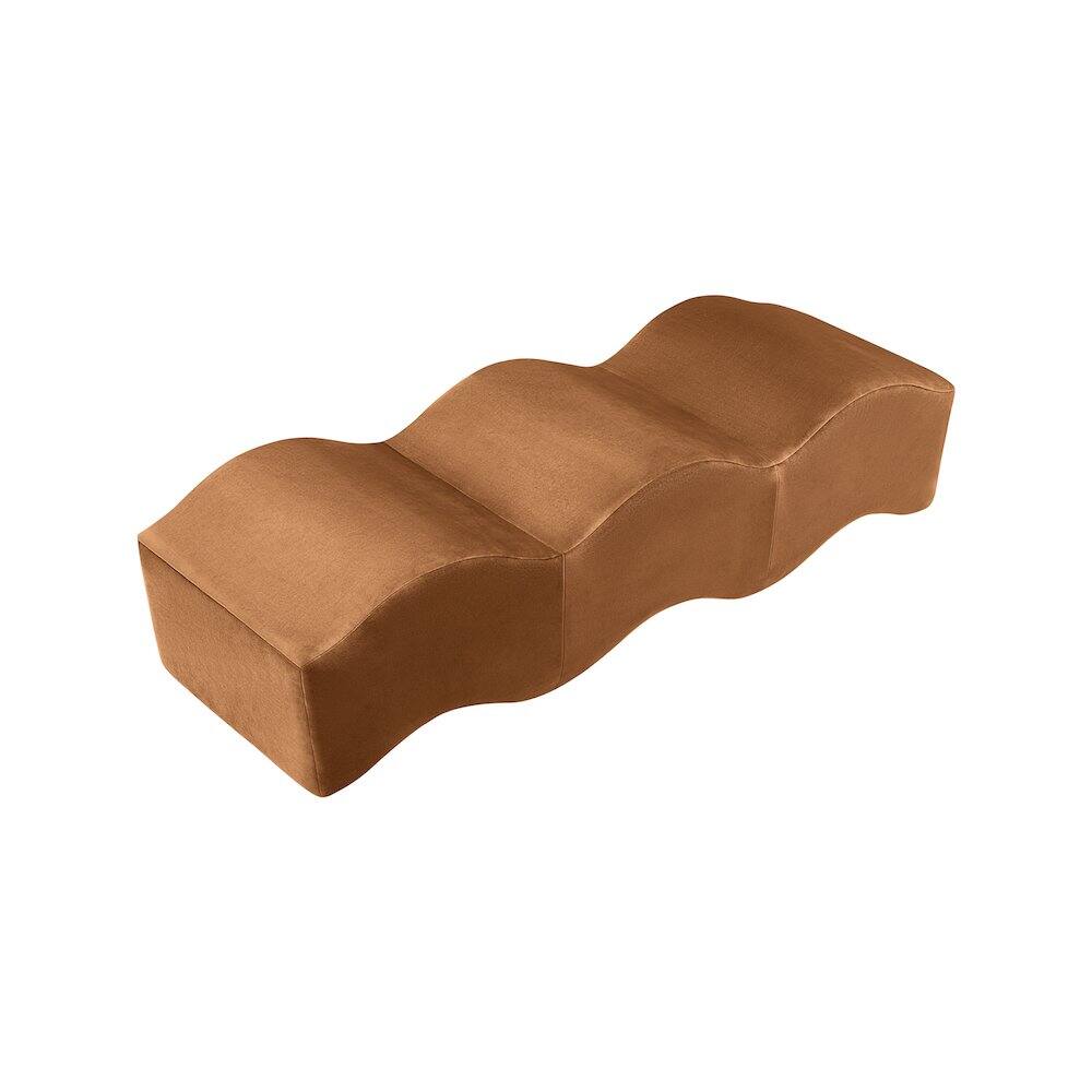 Alt View 2. Meridian Furniture - Wave Saddle Velvet Bench - Brown.