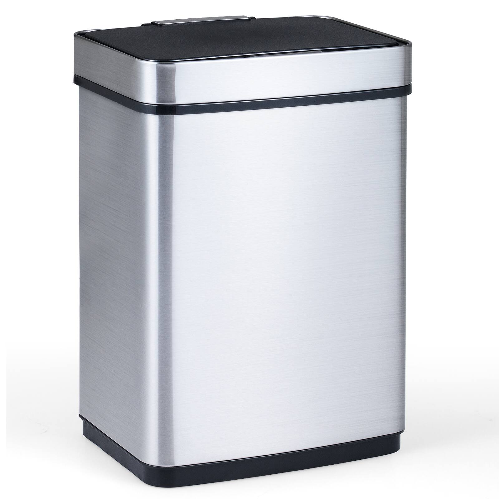 Alt View 9. Gymax - Gymax 16 Gallon Trash Can w/Dual Compartments for Bedroom Bathroom Kitchen Stay Open - Silver.