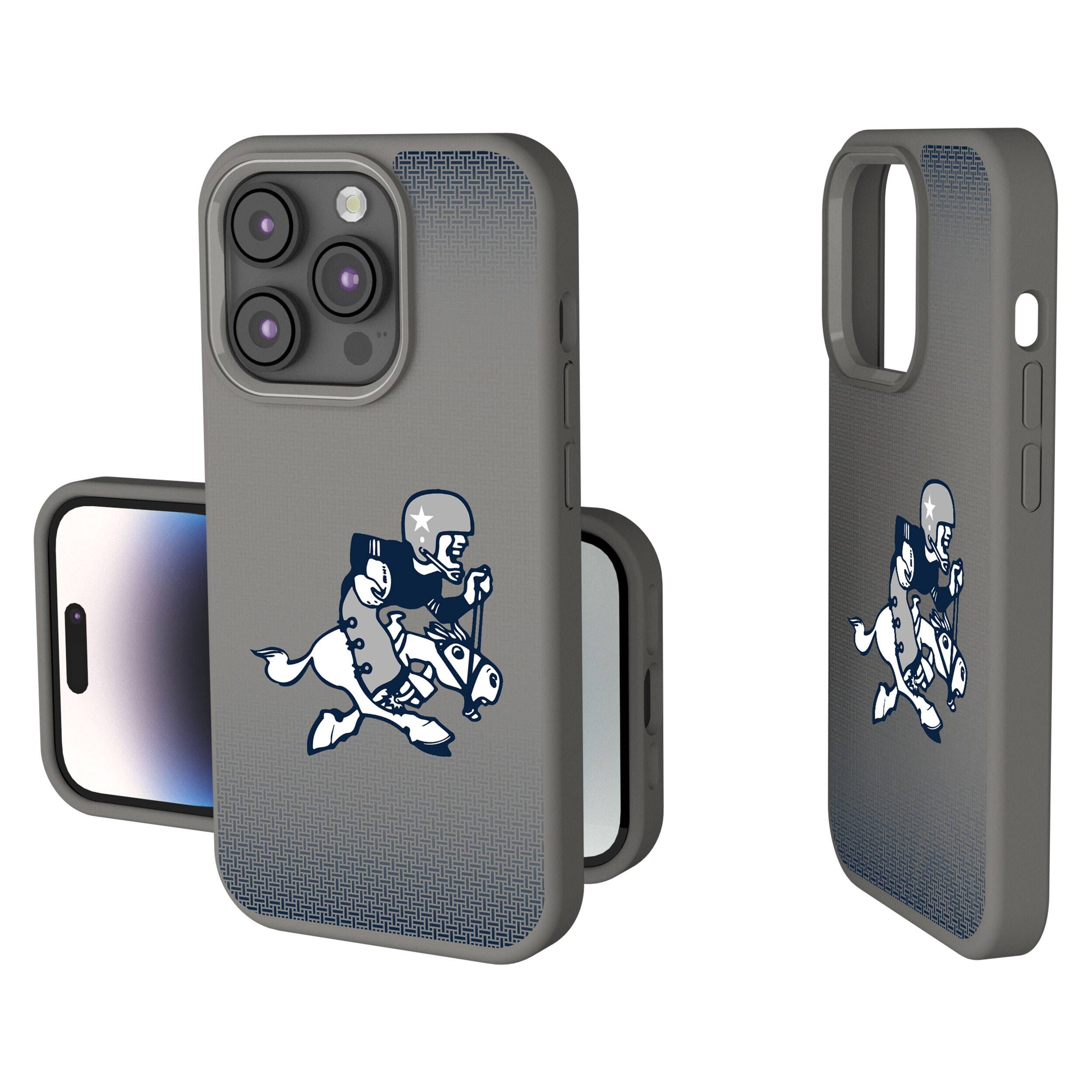 Front. Keyscaper - Dallas Cowboys Linen Logo iPhone Soft Touch Case - 14 Plus - Gray.