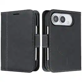 UUCOVER - Magnetic Detachable Wallet Case for Apple iPhone Duo Leather Card Slots RFID Blocking Compatible with MagSafe Cover - Black