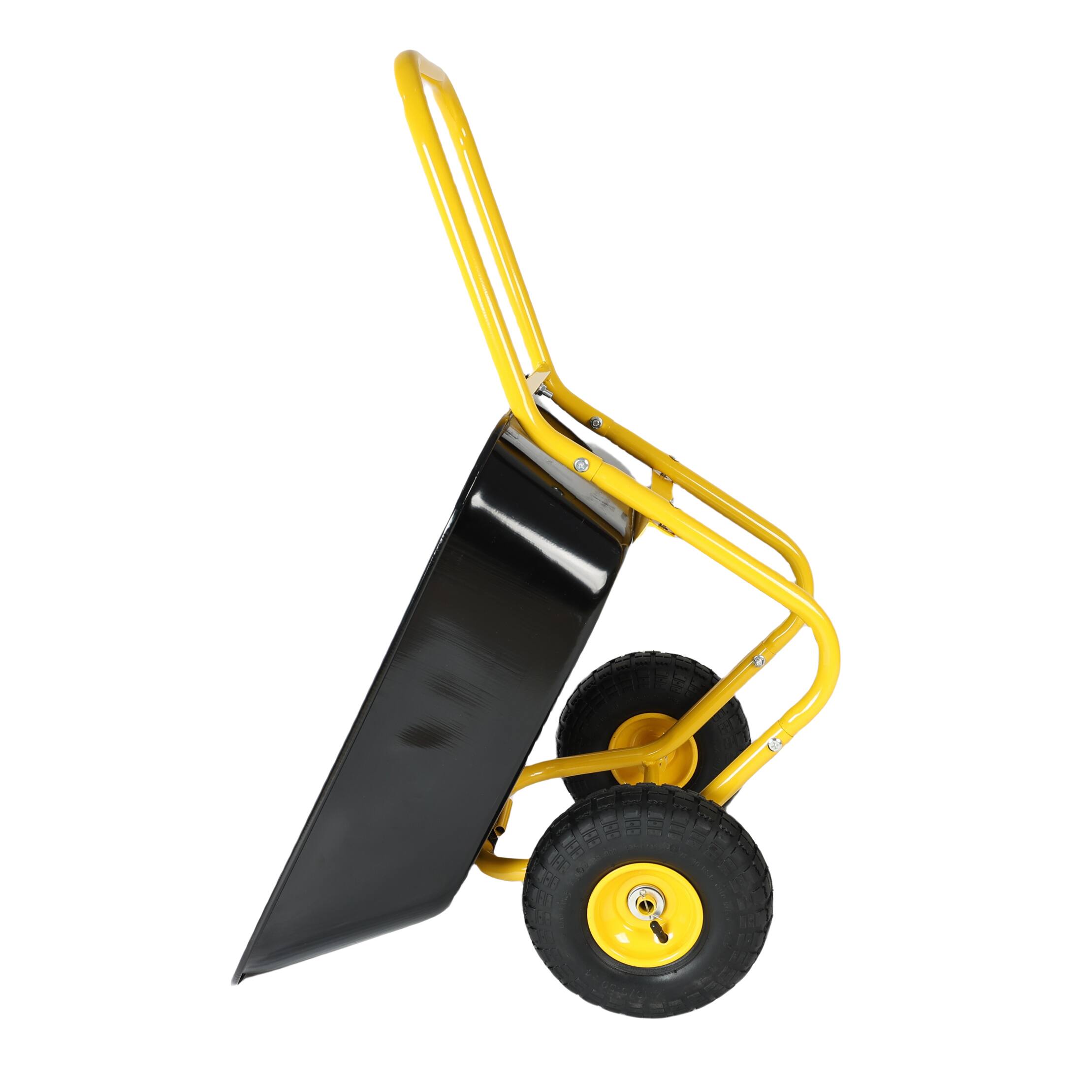 Alt View 2. COWLOWN - 2 Wheel Garden Cart 10in Yellow Black Pneumatic Wheels - Yellow Black.