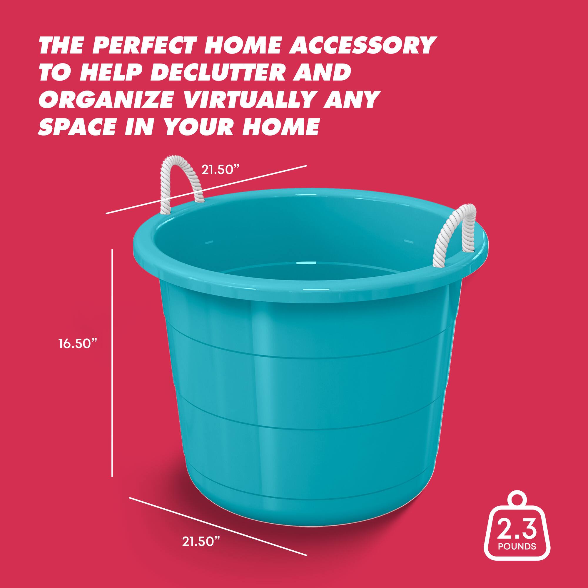 The perfect home accessory to help declutter and organize virtually any space in your home.  
21.50" x 16.50" x 21.50"  
2.3 pounds