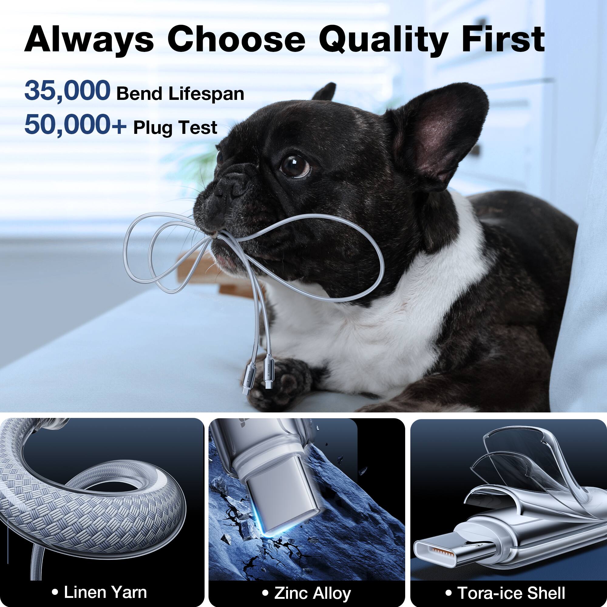 Always Choose Quality First: 35,000+ Bend Lifespan 50,000+ Plug Test TT Linen Yarn Zinc Alloy Tora-ice Shell