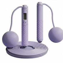 Cluzine - 2-in-1 Smart Counting Jump Rope Adjustable Weight Cordless & Wire Skipping Rope for Adult Fitness - Purple