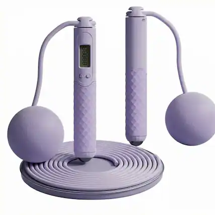 Front. Cluzine - 2-in-1 Smart Counting Jump Rope Adjustable Weight Cordless & Wire Skipping Rope for Adult Fitness - Purple.