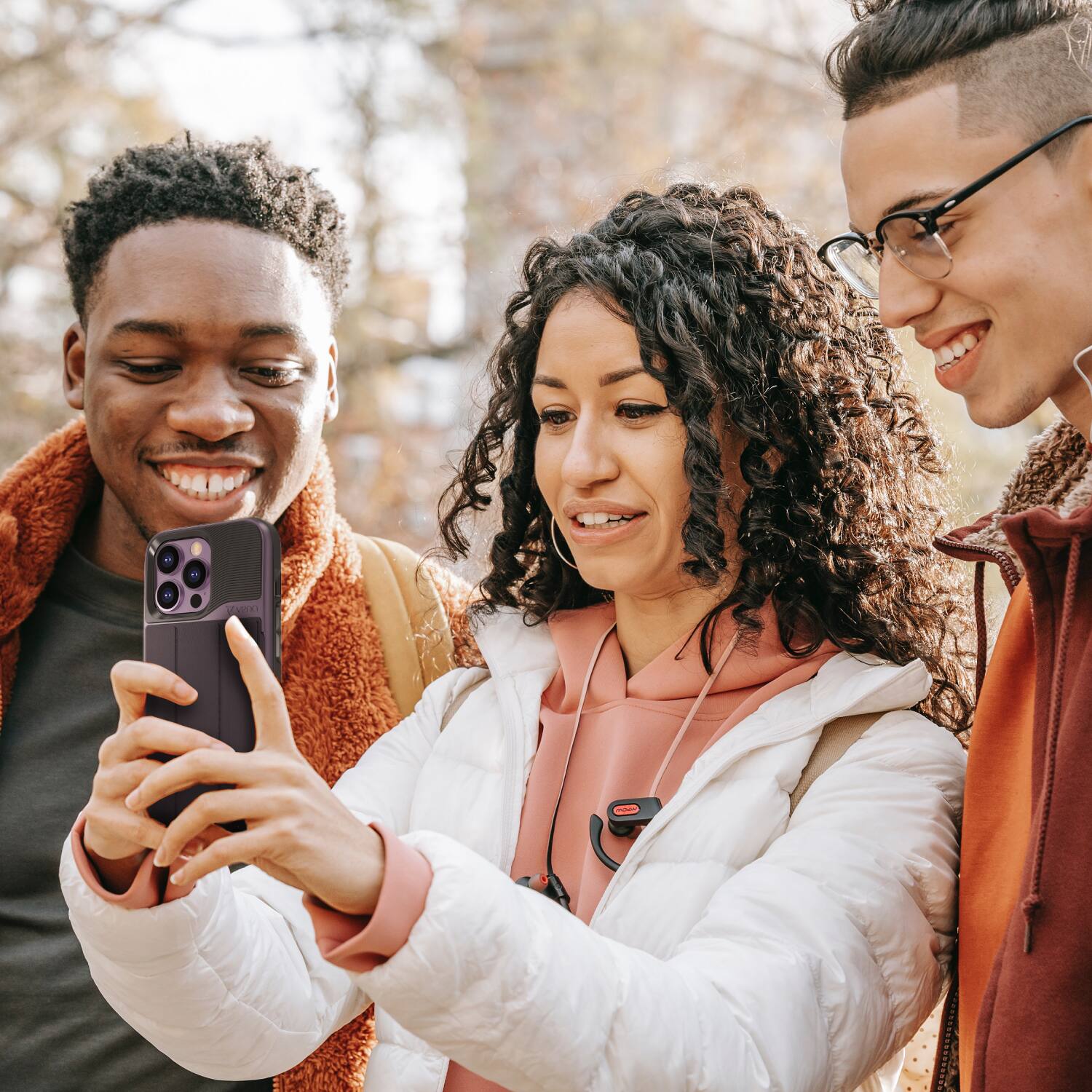 Angle. Vena - vCommute for Apple iPhone 14 Pro Wallet Case, Leather Flip Cover with Card Slot and Kickstand - Purple - Purple.