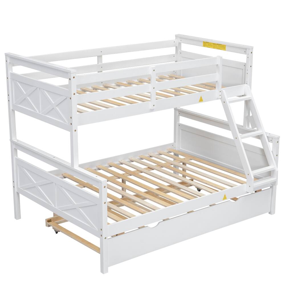 Alt View 8. Loheer - Loheer Twin Over Full Bunk Bed with Trundle White Solid Wood - White.