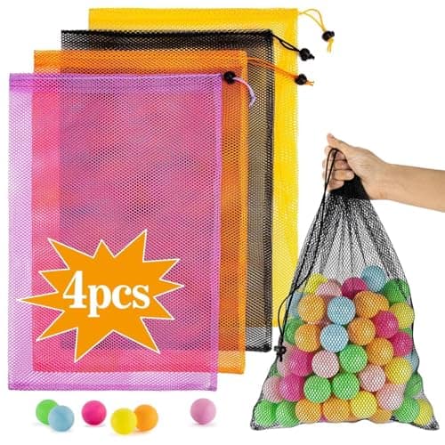 Vulpecula Spade - 4PCS Colorful Mesh Bag - Mesh Bag Drawstring Suitable for Beach Toy Ball Camping Clothing,for storage, Drawstring - Black