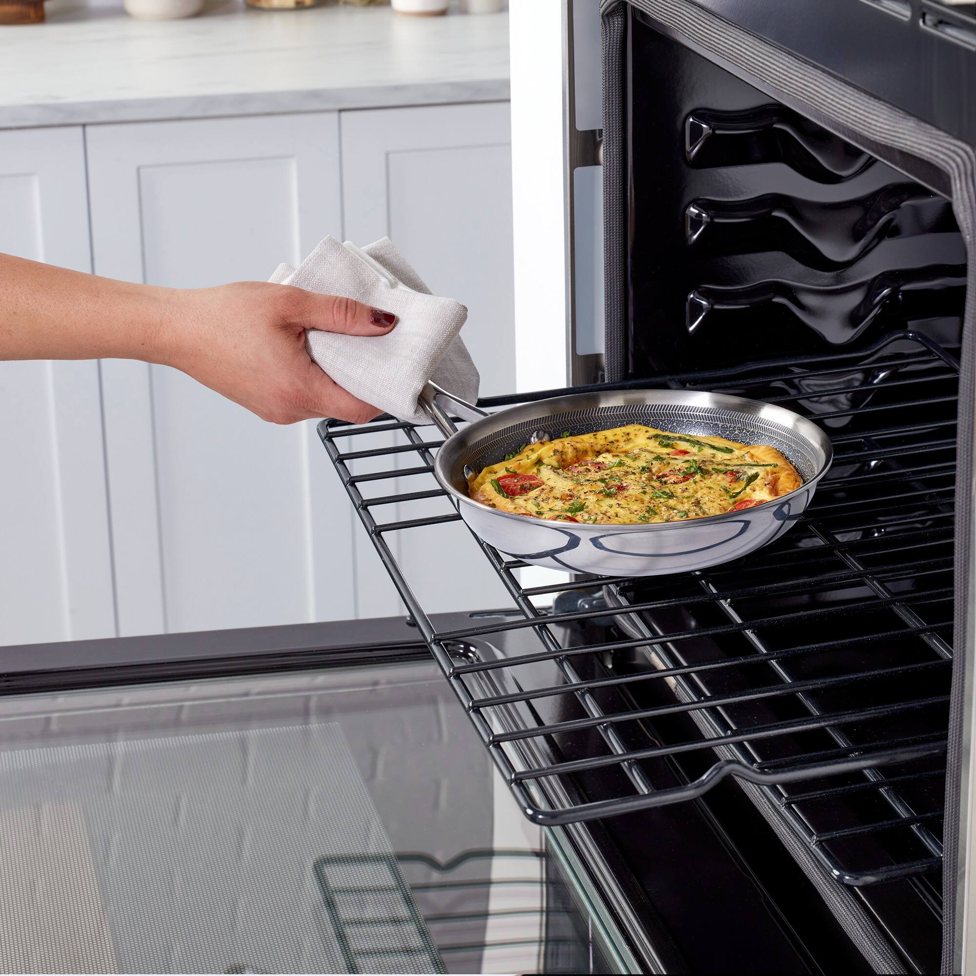 Alt View 4. Henckels - Henckels Paradigm Ceramic 2-pc Stainless Steel Dual Performance Fry Pan Set - Stainless Steel.