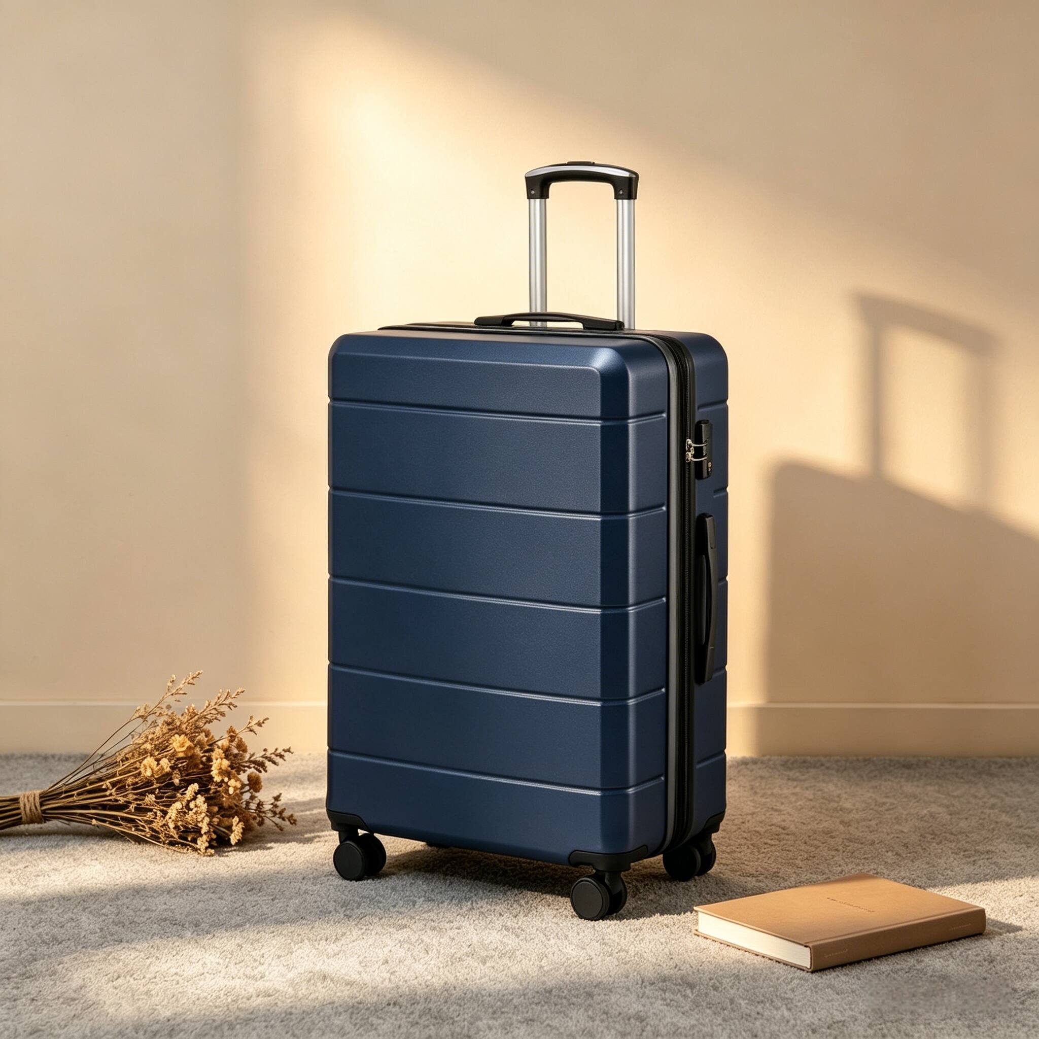 Angle. LUGGEX - LUGGEX - 28 Inch Checked Luggage with Spinner Wheels, 106L Large Expandable Hardside Suitcase with TSA Lock - EX-Lite - Blue.