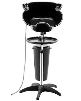 Portable Shampoo Bowl, Deep Shampoo Sink with Adjustable Height & Angle, Washing Hair Station Includes Drain Hose