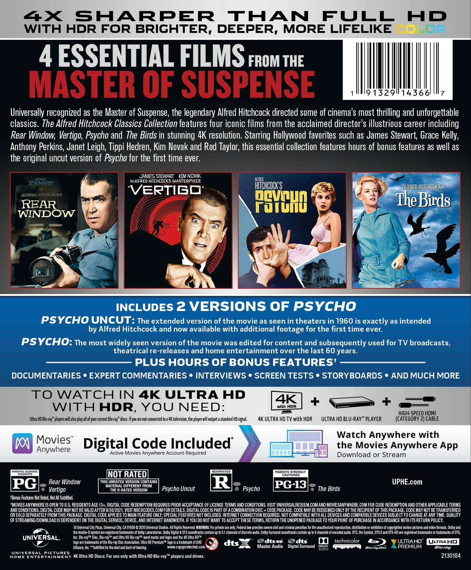 Angle. The Alfred Hitchcock Classics Collection, Vol. 1   - 4K Blu-Ray.