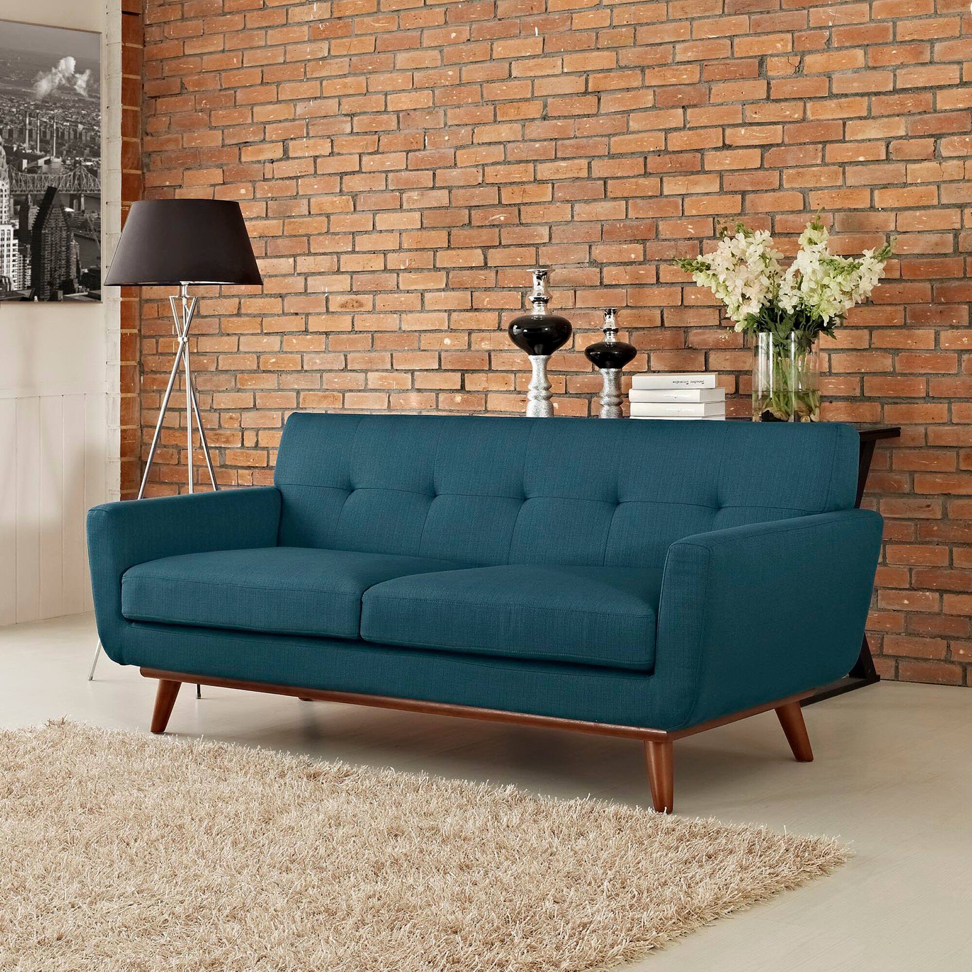 Back. Modway - Engage Upholstered Fabric Loveseat by Modway - Azure.