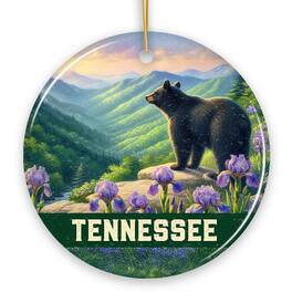 OrnamentallyYou - Scenic Tennessee Great Smoky Mountains Christmas Ornament, Black Bear and Wildflower Nature Gift - Multi-colored