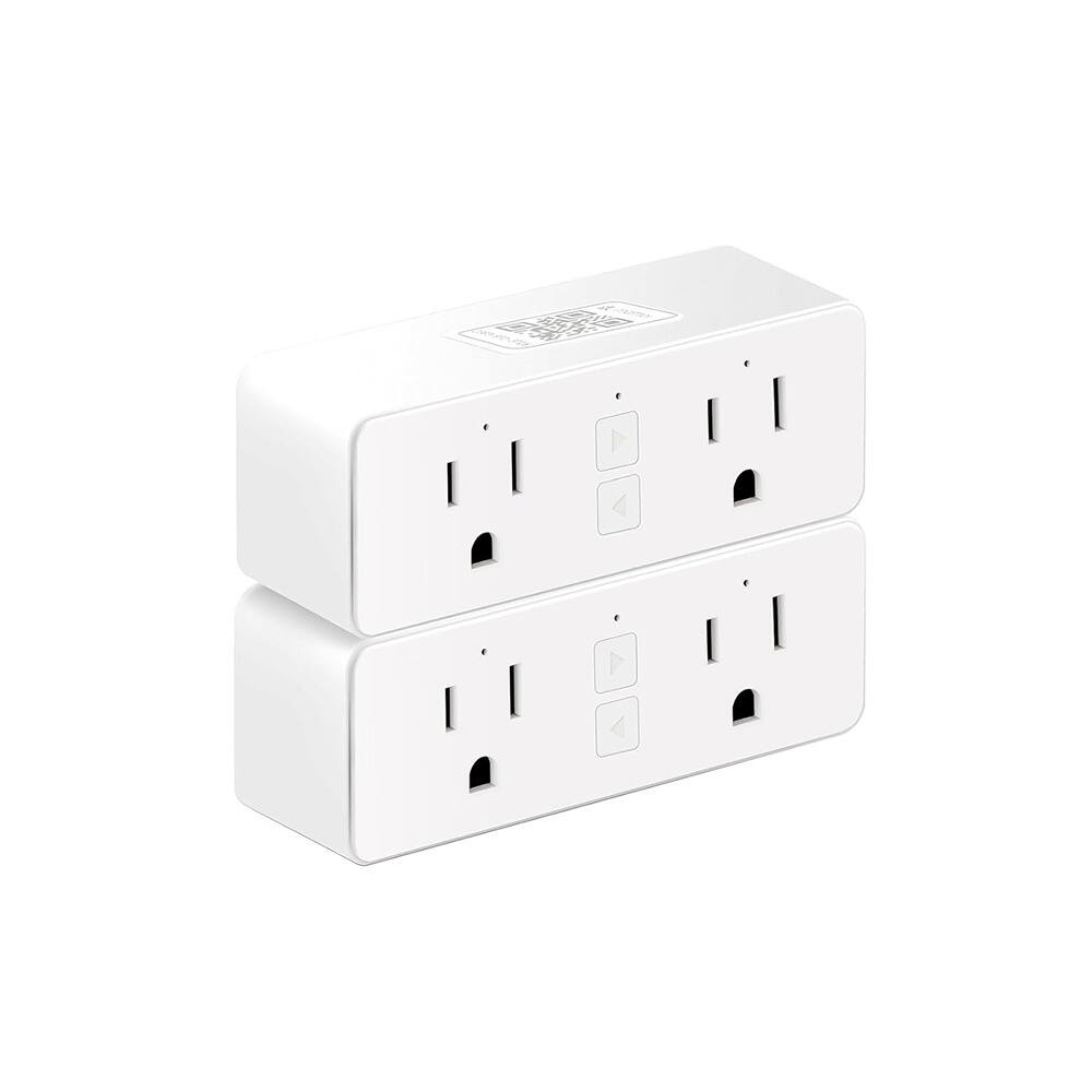 Front. MOSZAR LLC - Matter Dual Smart Plug 2-Pack – 15A Wi-Fi Outlet, Works with Siri & Alexa, White.