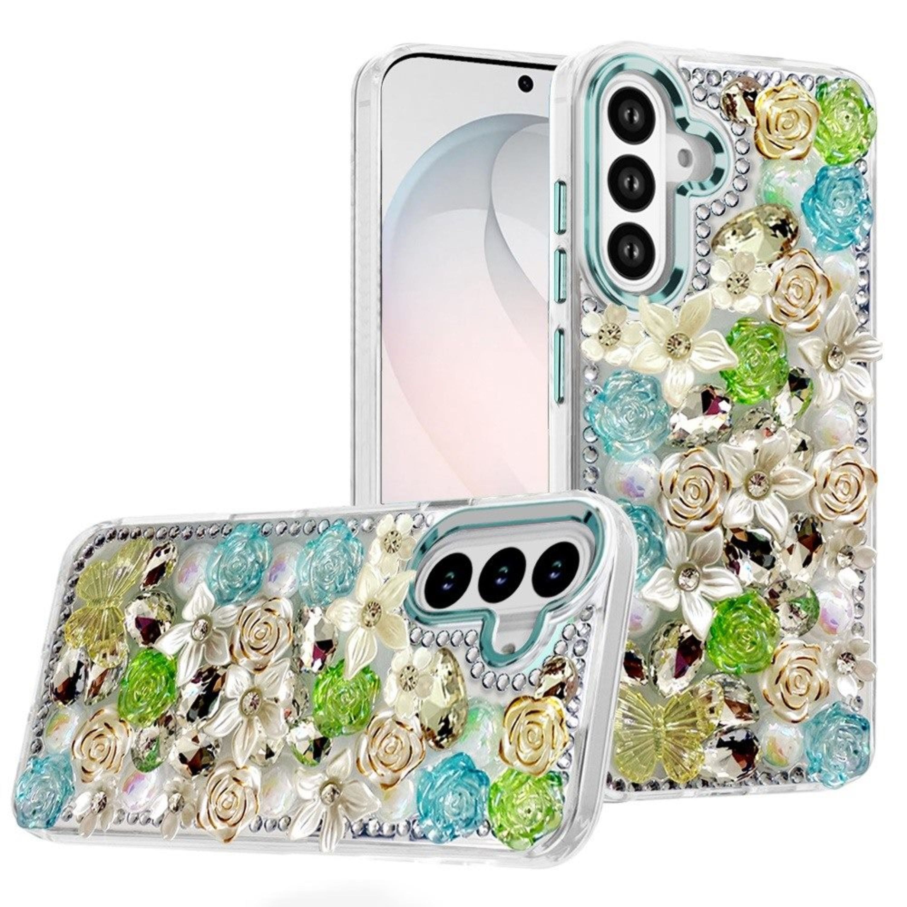 Kitcheniva - Floral Arrangement 3D Cover Plus Tempered Glass For Samsung S26 FE - Green