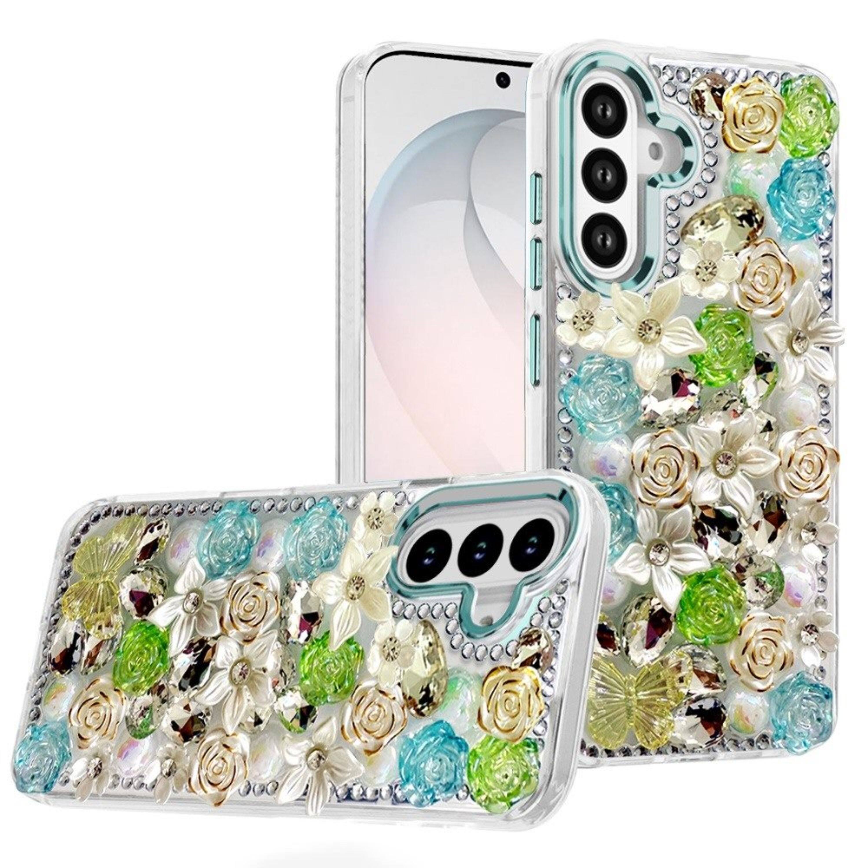 Front. Kitcheniva - Floral Arrangement 3D Cover Plus Tempered Glass For Samsung S26 FE Green - Green.