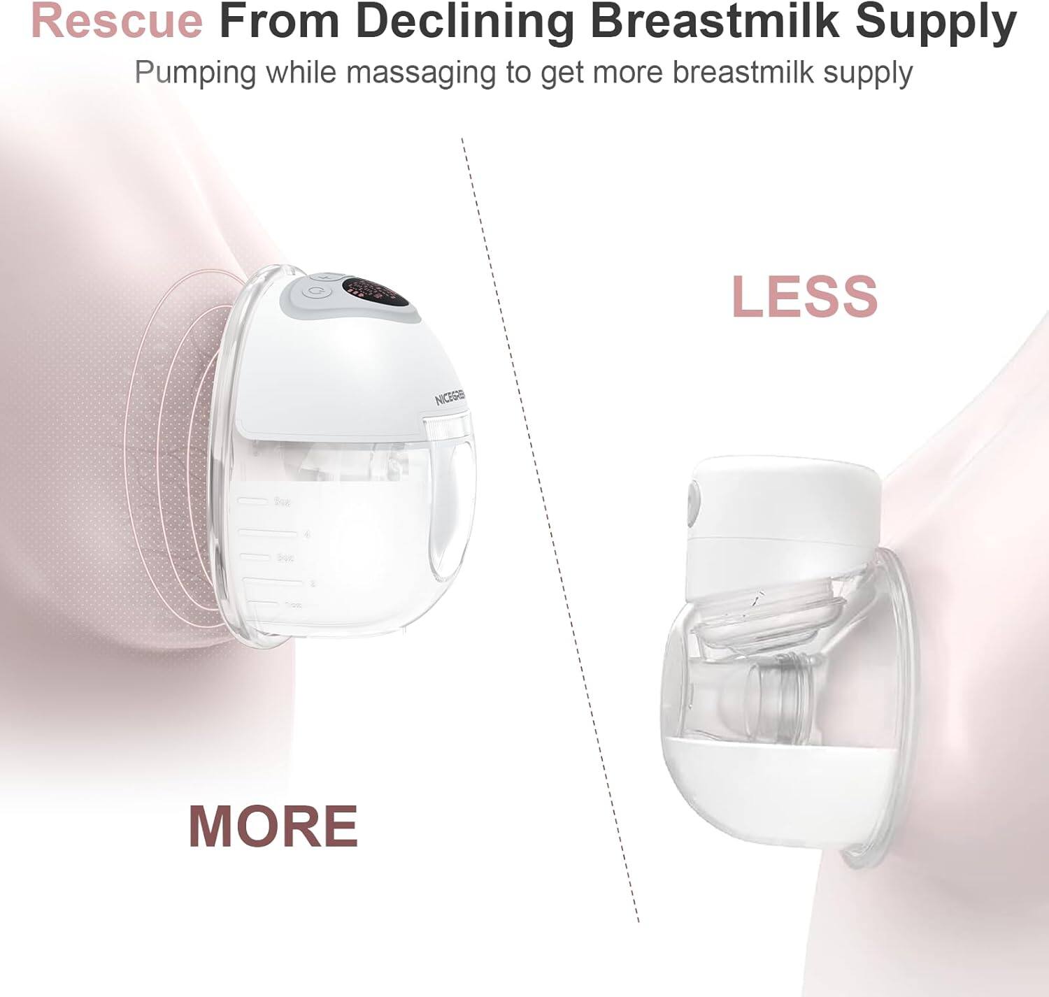 Rescue From Declining Breastmilk Supply  
Pumping while massaging to get more breastmilk supply  

LESS  
MORE