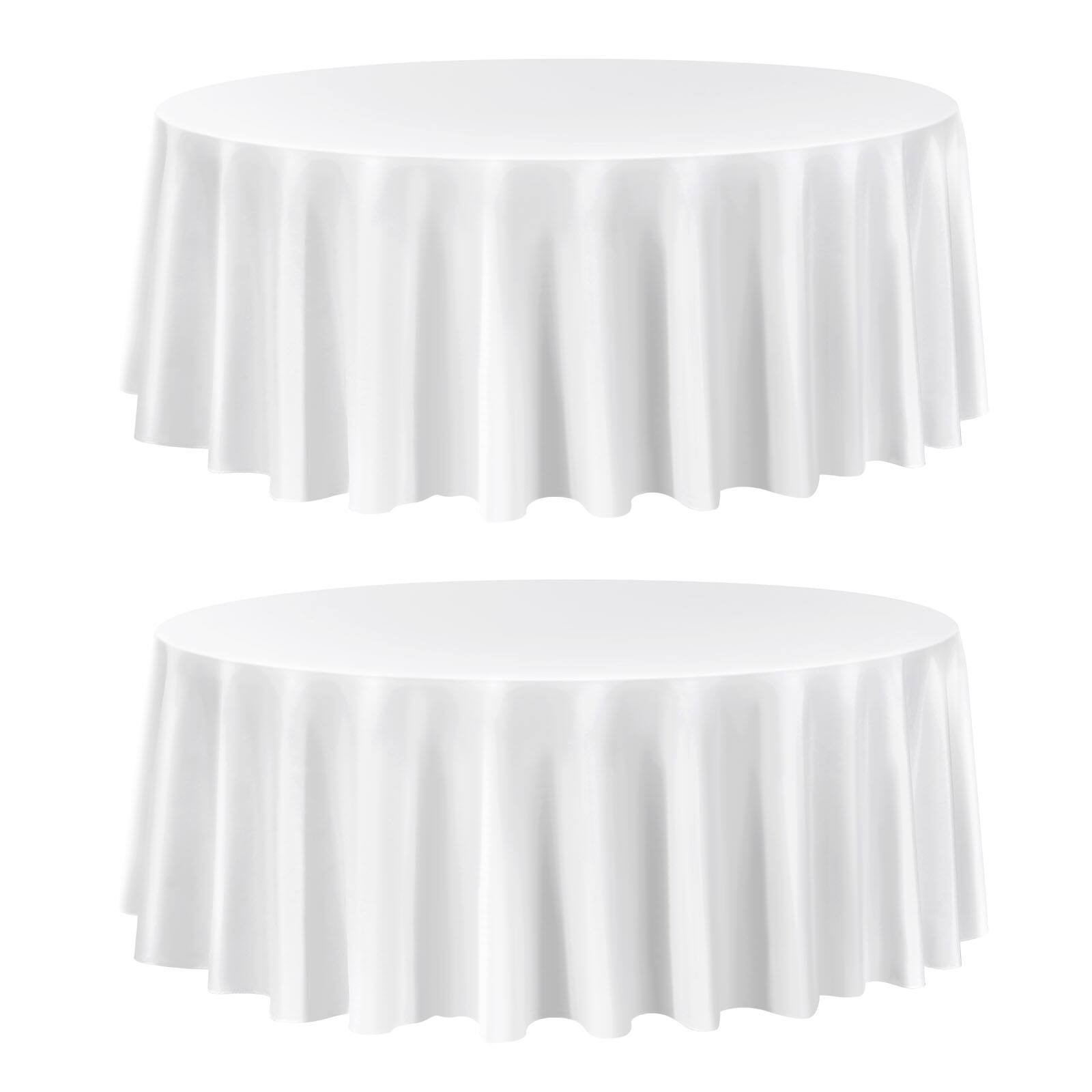 Alt View 5. VEVOR - White Round Tablecloths 2 Pack, 120 Inches in Diameter, Stain- & Wrinkle- Resistant, Machine Washable Table Clothes - White.