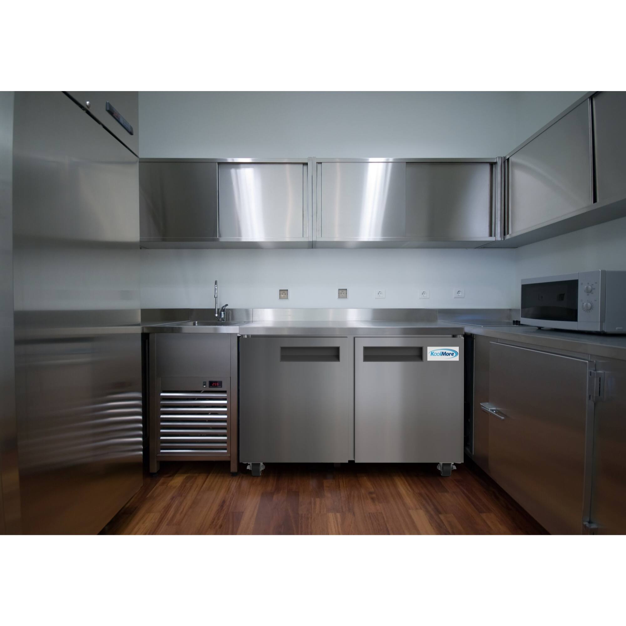 Back. Koolmore - 48 In. Stainless Steel Two-Door Worktop Commercial Freezer with 3.5 in. Backsplash, 12 Cu. Ft. - Stainless-Steel.
