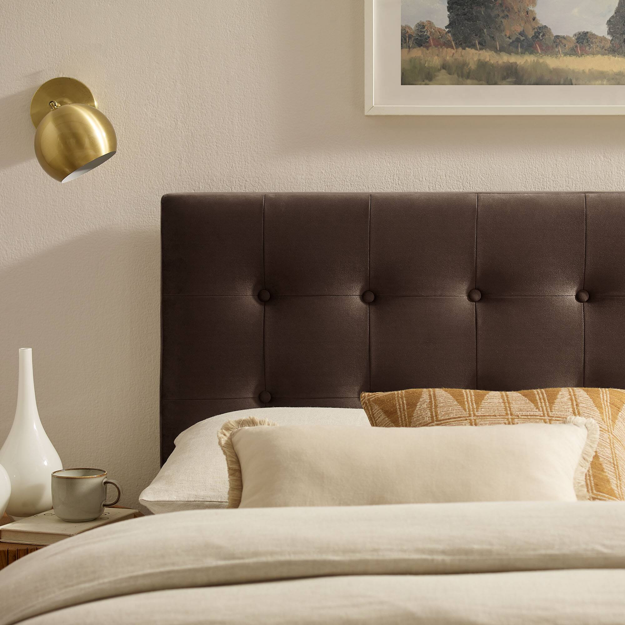Alt View 1. Modway - Emily Stain-Resistant Performance Velvet Full Size Headboard - Chocolate Brown.