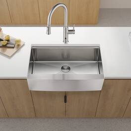 Siljoy - 36x22x10"Farmhouse Apron Single Bowl Stainless Steel Kitchen Sink with Workstation - Brushed Nickel