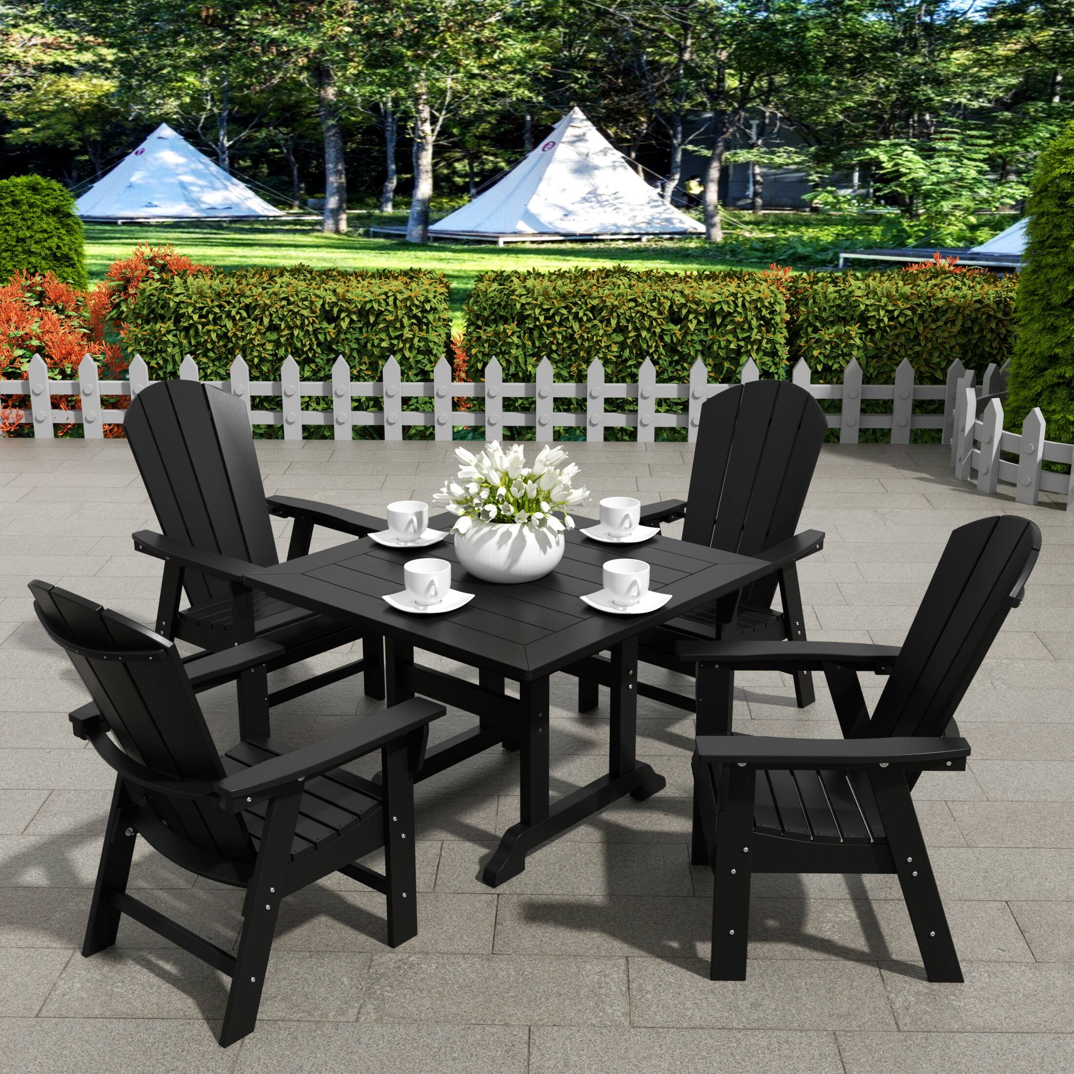 WestinTrends Malibu 5 Piece Outdoor Patio Dining Square Table and ...
