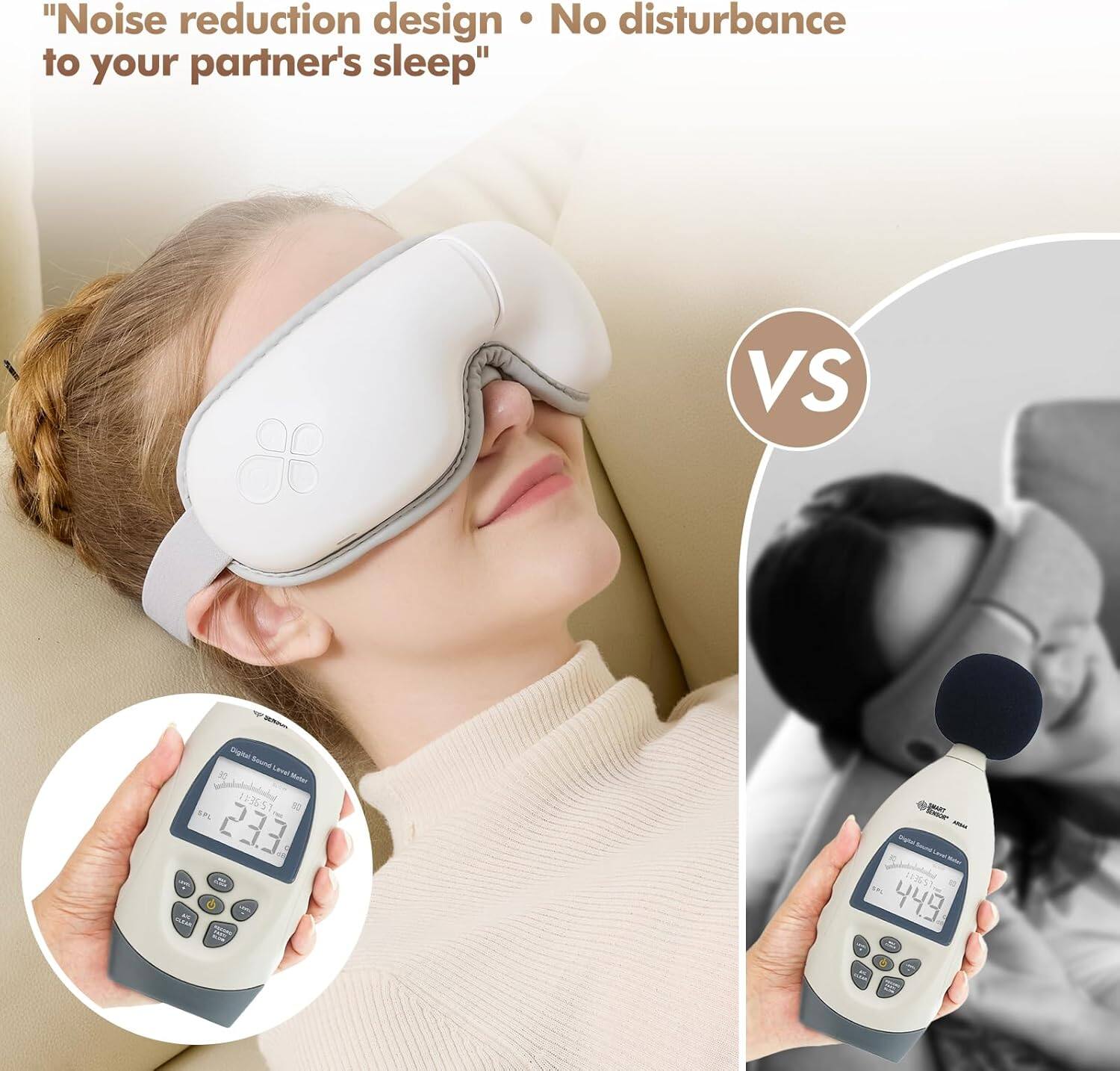 "Noise reduction design • No disturbance to your partner's sleep"